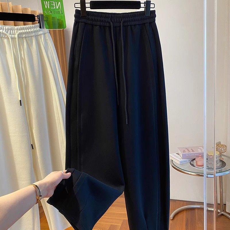 Plus Size High Waist Slimming Sweatpants - Spring New Style, Extra Large, Casual Drawstring, Straight Wide Leg for Women