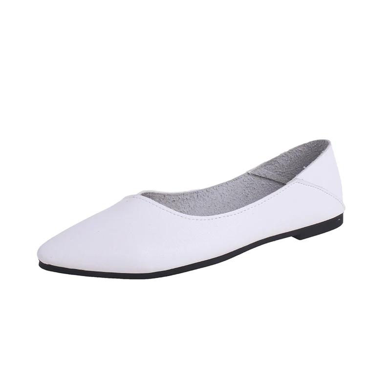 New Women Shoes Spring Autumn Ladies Flat Shoes Fashion Girl's PU Leather V Cut Woman Casual Shoes