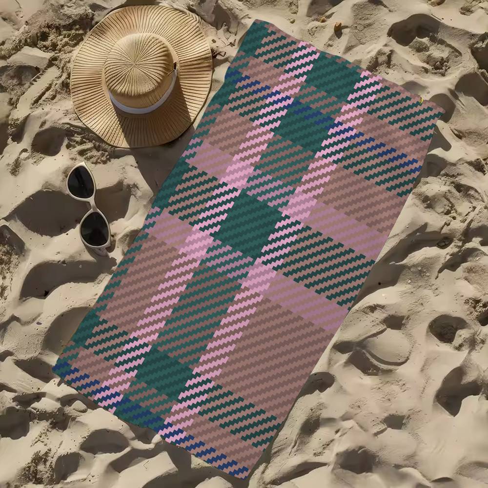 Schottischer Tartan-Print Mikrofaser Strandtuch Saugfähig Schnelltrocknend Weich Yoga Schwimmen Resort Bergsteigen Handtuch