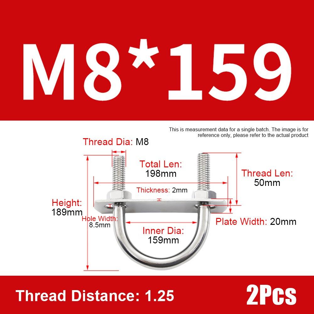 1Set With Baffle M8 Round Tube Clamp 304 Stainless Steel Round Bolt  for Round Tube