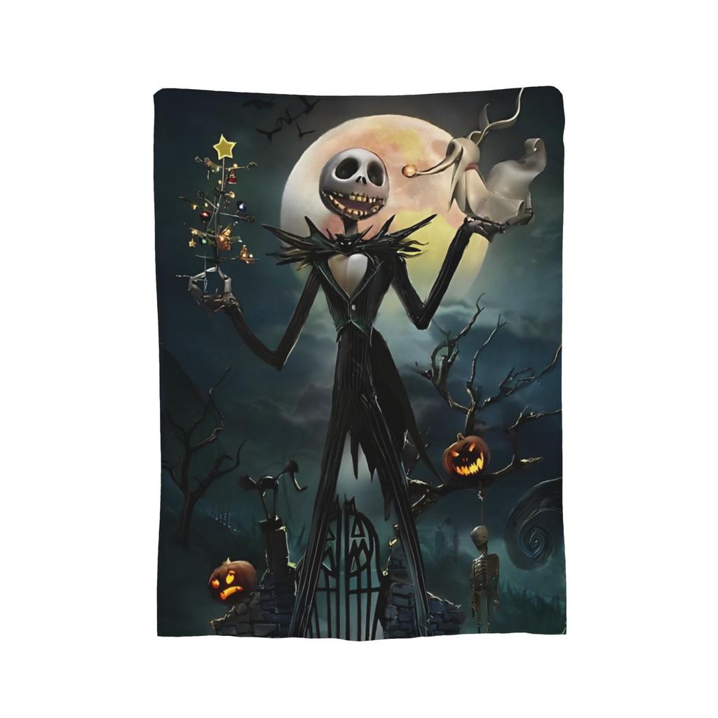 Albtraum Jack Skellington Flanelldecken The Nightmare Before Christmas Vintage Überwurf für Zuhause 125*100cm Teppichstück,