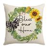 Summer Sunflower Print Pillow Cover Polyester Home Fabric Sofa Cushion Cover Bedroom Pillow