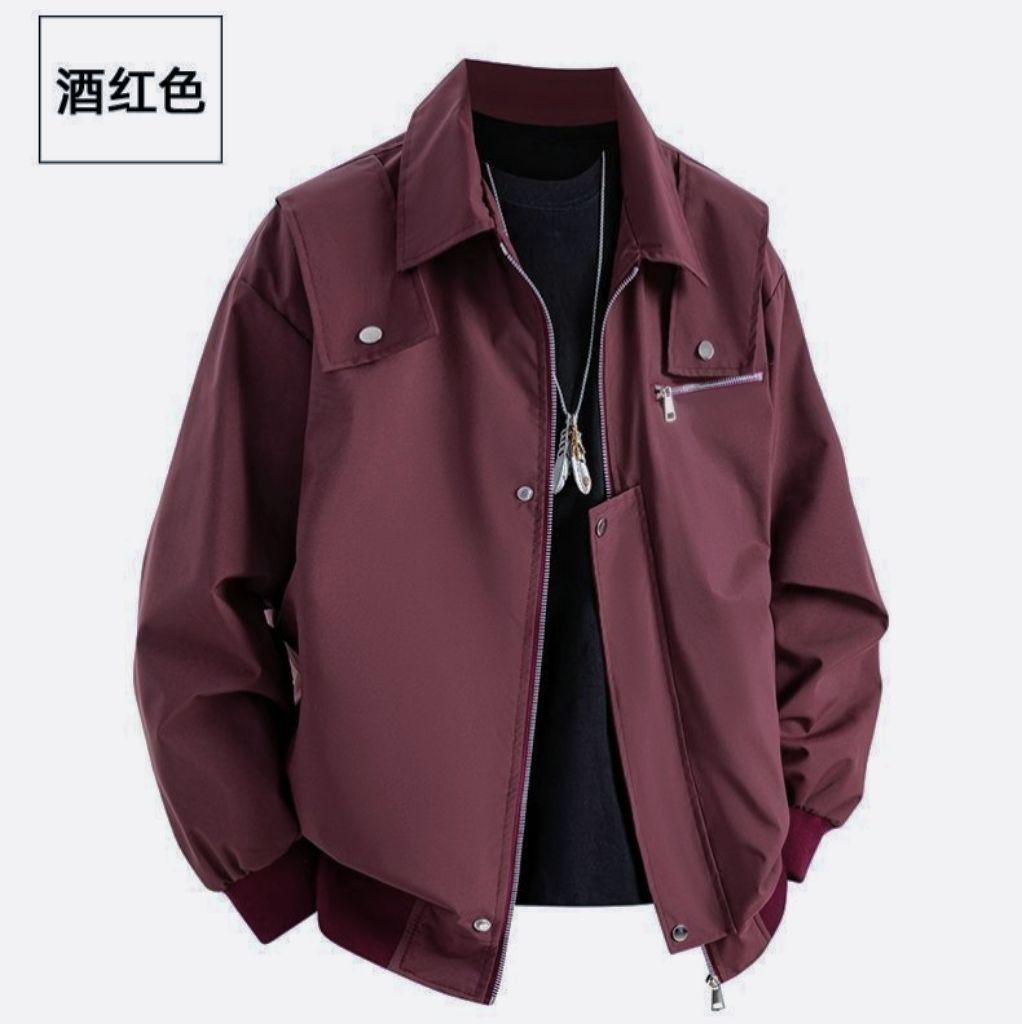 High Street All-match Lapel Men's Jacket Spring and Autumn New Solid Color Casual Loose Jacket
