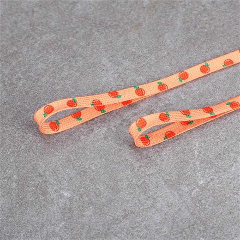 Flat Macaron Cute Shoelaces for Sneakers Pattern Print Fruit Shoelace Strawberry Grape Peach Orange Banana for AJ1 AF1 INS New