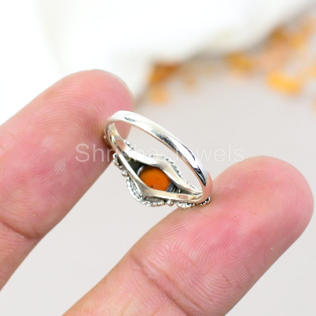 Carneol Argint Sterling 925 Formă Rotundă Piatră Prețioasă Bijuterii Handmade Pentru Femei