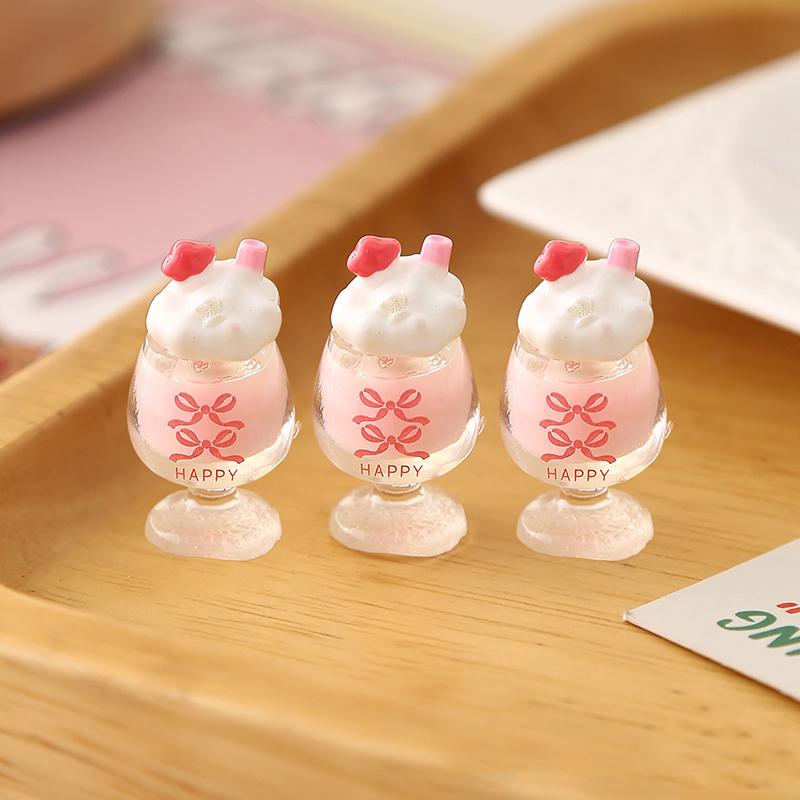3Pcs Dollhouse Simulation Cherry Cream Cup Ice Cream Cup Mini Model Ornament Toy For Dolls DIY Decoration Kids Gift