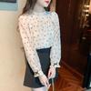 French Style Floral Chiffon Shirt for Women Spring Summer New Temperament Bottoming Blouse Sweet Long Sleeve Top