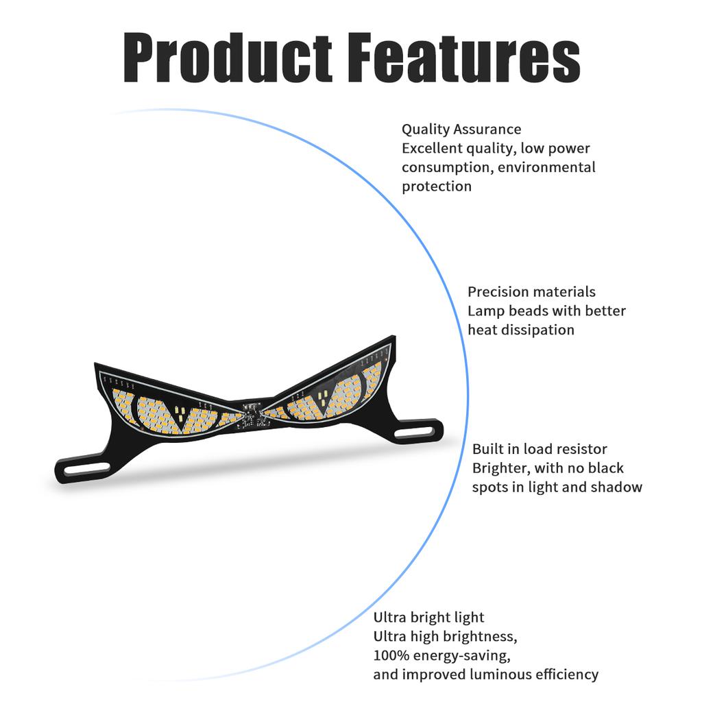 1 Set Luci Decorative LED per Targa di Motocicletta Occhio di Serpente Fanale Posteriore Lampeggiante Stroboscopico Moto Elettrica Modificata