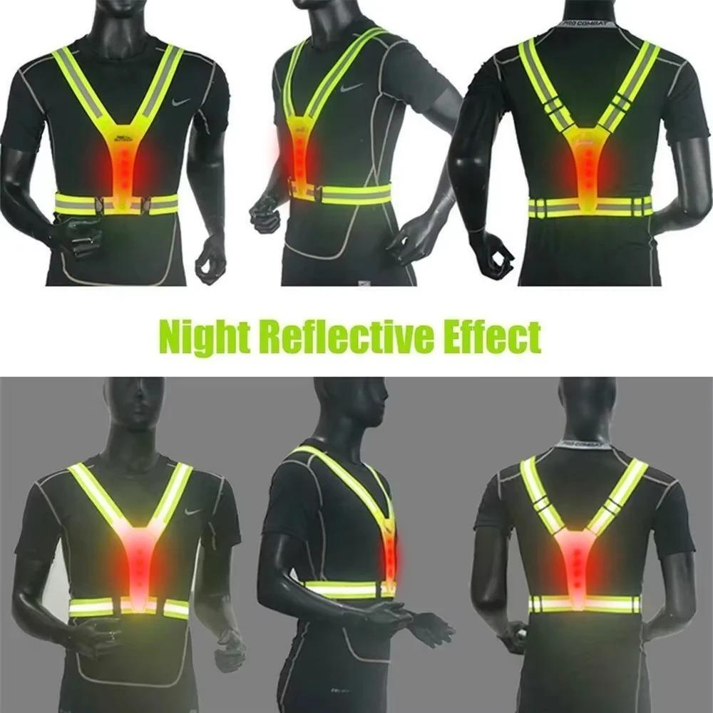 High Visibility Night Running Vest Adjustable Sports Vest  for  Night Warning Work Fishing