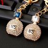 Elegant Rhinestone Perfume Bottle Car Keychain For Women Stylish Handbag Charm