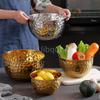 Gold /Silver Stainless Steel Hammer Point Fruit Bowl Salad Plate Egg Pot round Baking Mixing Cooking Bowl CreativeDecoration