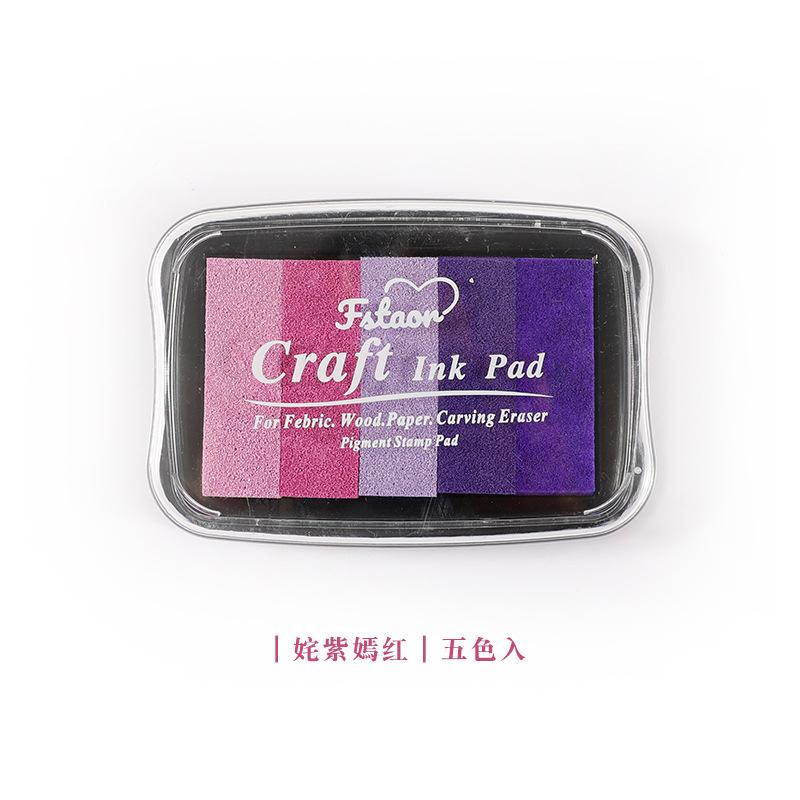 5color Gradient Color Ink Pad Portable Durable for DIY Handbook Invitations Invitations Decorate Children's Finger Painting