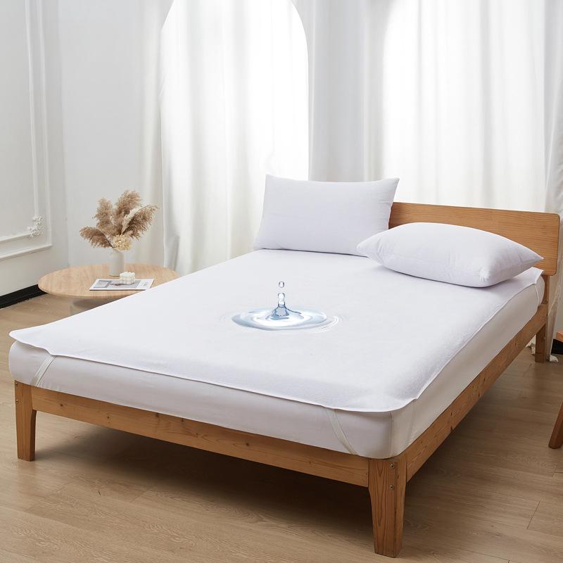 White Terry Cloth Waterproof Bed Sheet with Ties, Fitted Sheet, Urine Pad, Solid Color Bed Cover