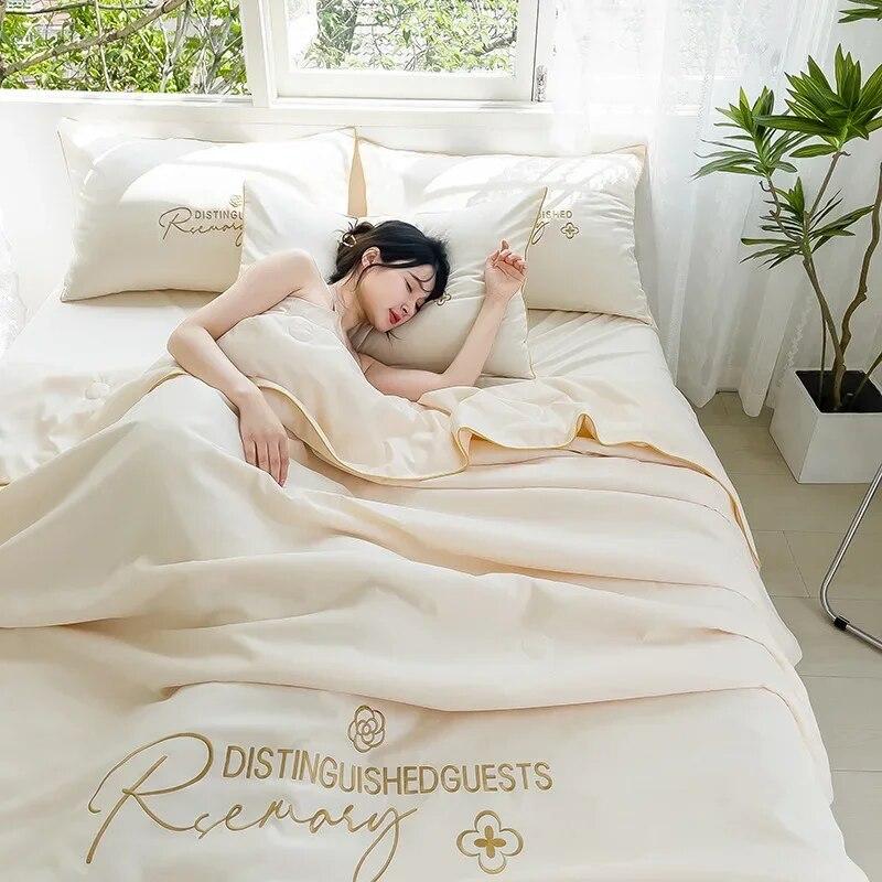 Summer Ice Silk Summer Cool Quilt Set of Four, Machine Washable, Water Washable, Breathable In Summer