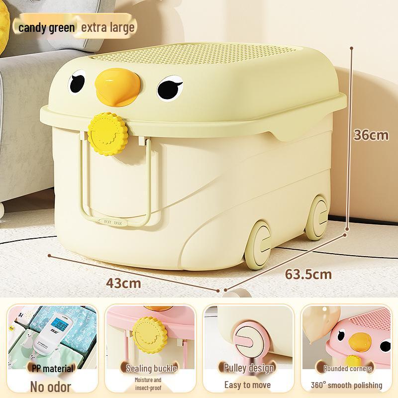 Kids' Large Capacity Plastic Storage Box for Toys, Snacks & Clothes
