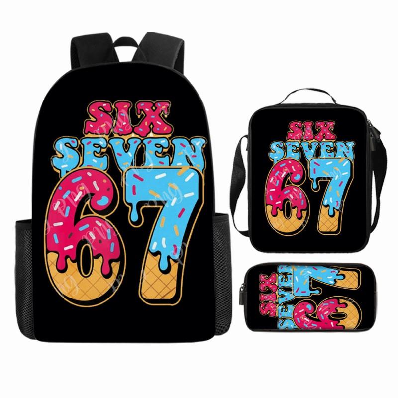 Cartoon Brainrot-Themed Backpack Crossbody Bag Pencil Case School Kids Ages 10-12