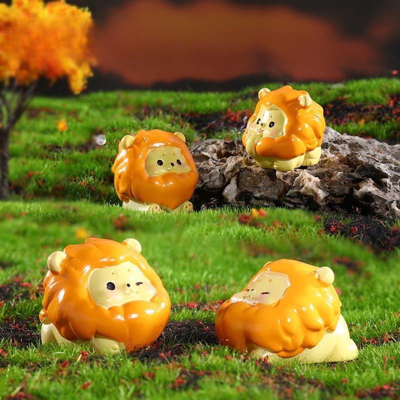Adorable Resin Little Lions Set Of 8 Cute Cartoon Figurines Modern Decor