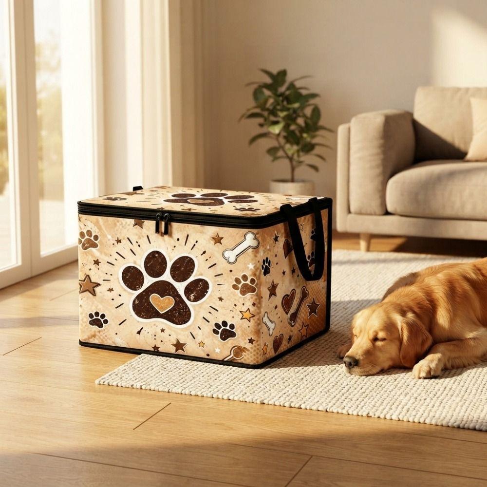 Dust-proof Paw Print Storage Box Large Capacity Fabric Storage Box Wardrobe Organizer for Home