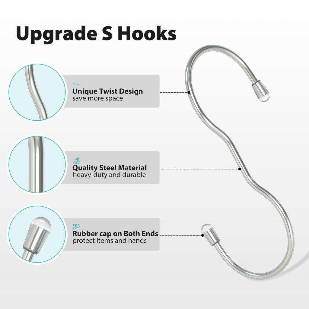 Myfolrena Handbag Hanger Bag Hook Closet Handbag Hanger Organizer Metal S Hook L Size Closet Rod Hook for Hanging Frying Pots 12-Pack Handbags,