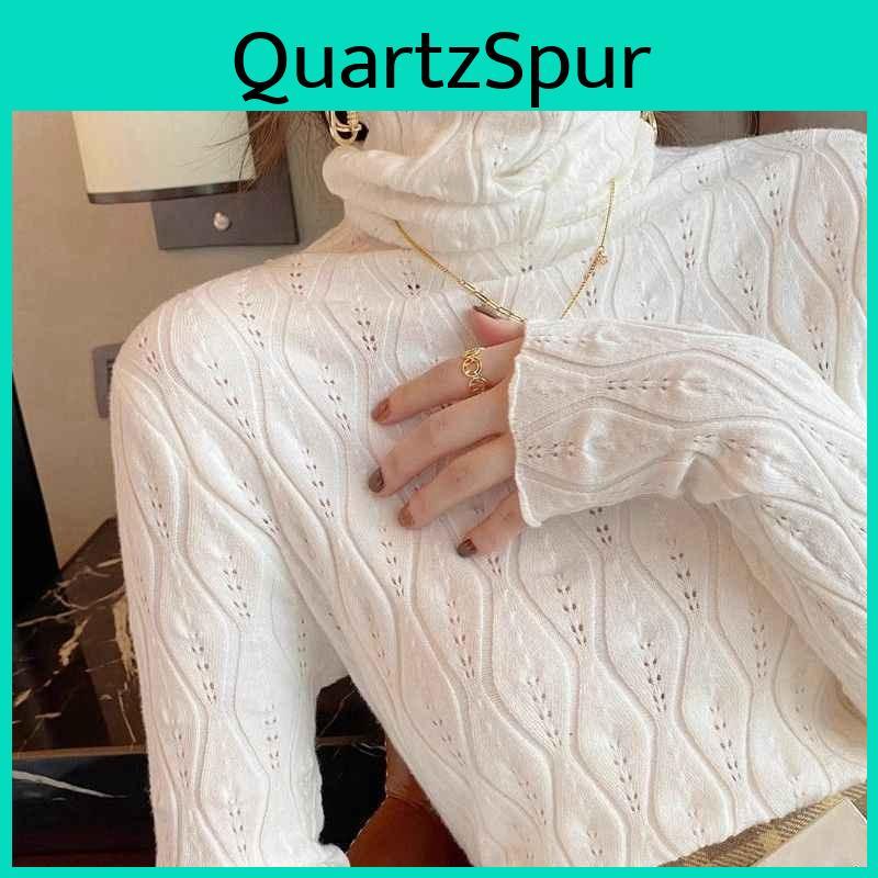 Fashion Long Turtleneck Sleeved New Pullover Sweater Pile Collar Women Basic Shirt Autumn Winter Inner Hollow Out Knitted Sweaters Slim Fit Thin Top