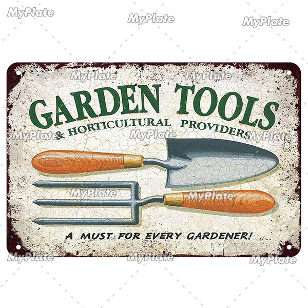[MyPlate] Vintage Garden Retro Poster Plant Flowers Metal Sign Plate Tin Sign Wall Crafts Decor For Home Plaque Decoration Gift