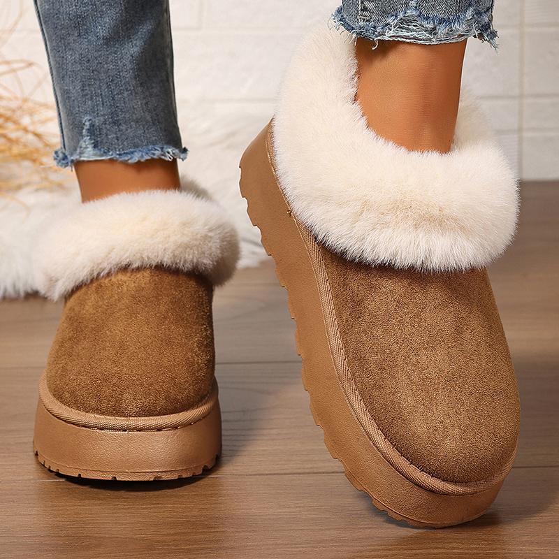Fashion Fluffy Furry Platform Snow Boots Woman 2025 Thicken Plush Warm Winter Ankle Boots for Women Non Slip Thick Sole Cotton Shoes