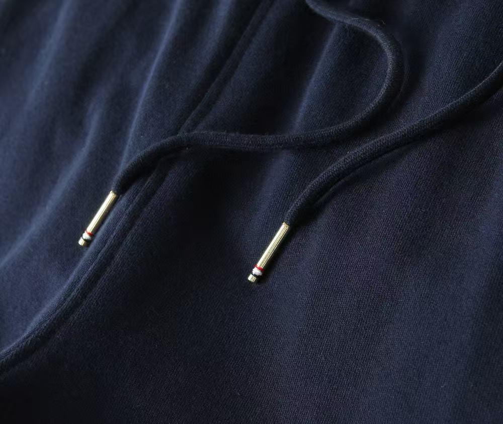 High-Quality Yarn-Dyed Four-Stripe All-Cotton Sweatpants, Unisex Casual Sports Series with Cuffed Long Pants
