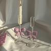 Pink Bowknot Series Glasses Cup Korean Style  INS  Bow Handle Goblet Glass Cup Romantic Ritual Champagne Wine Glass