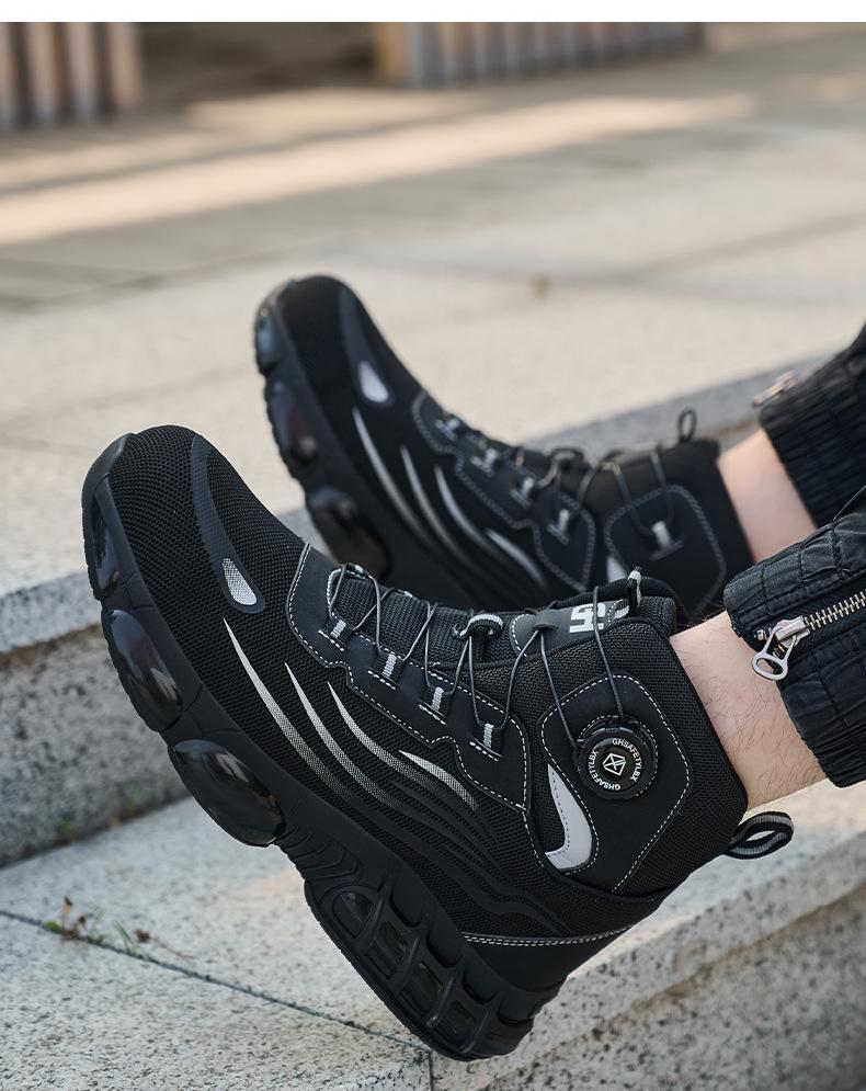 Lightweight Rotating Button Safety Shoes - Anti-Smash, Anti-Puncture; Ideal for Construction & Labor Work