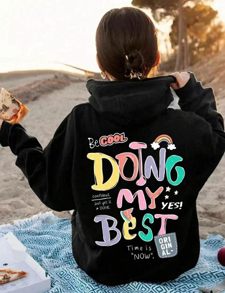 Velvet Plus Hooded Long Sleeve Sport Casual Sweatshirt