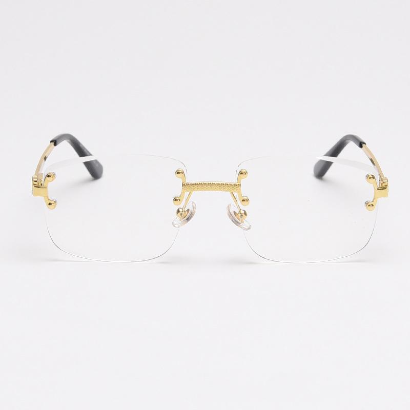 Rectangular Sun Glasses 90s Classic Fashion Summer Street Shot Decoration Luxury Metal square Frameless Sunglasses