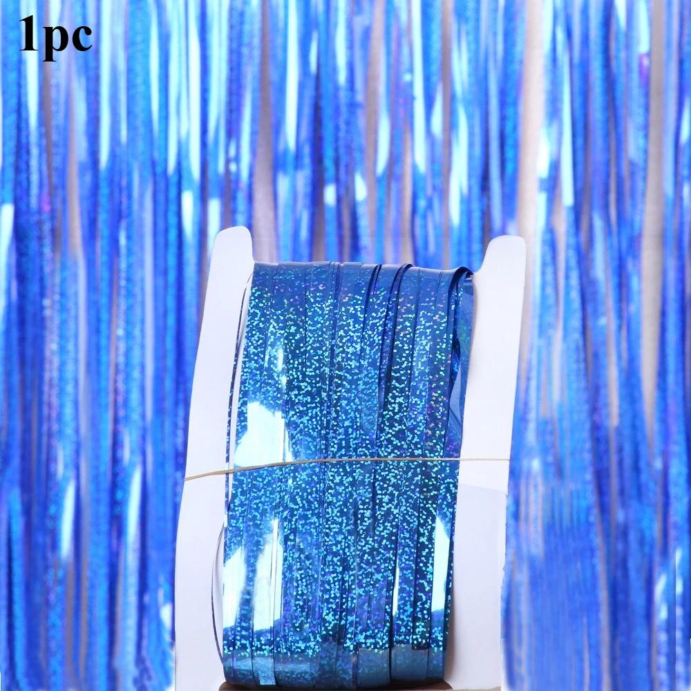 

1pc Blue Laser Comet Backdrop Curtain Shimmering Party Decoration Birthday Celebration Wedding Backdrop Birthday Decoration