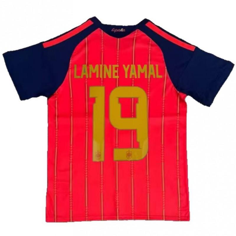 Spain National Team Home Soccer Jersey 2026 Custom Name 19 Yamal Short Sleeve Cycling Men Women