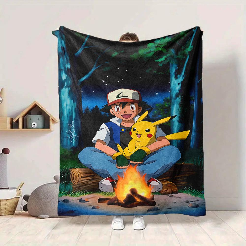 1pc Pokemon, Pikachu Blanket Lightweight Flannel Blanket Throw Blanket For Sofa, Bed, Travel, Camping, Livingroom, Office, Couch