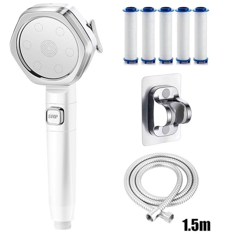 Showerhead four speed adjustment filter for shower knobs One click water stop bathroom accessories replete heads showers parts