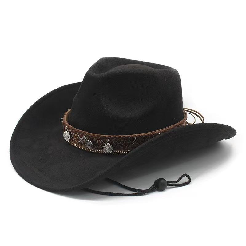 Popular retro western cowboy hat men's and women's big-brimmed sunshade jazz top hat ethnic style sunscreen hat