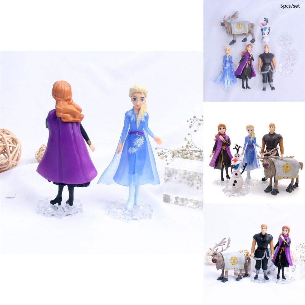 Enchanting 5pcs Snow Queen Anna Elsa Frozen 2 Olaf Sven Kristoff Action Figures Set