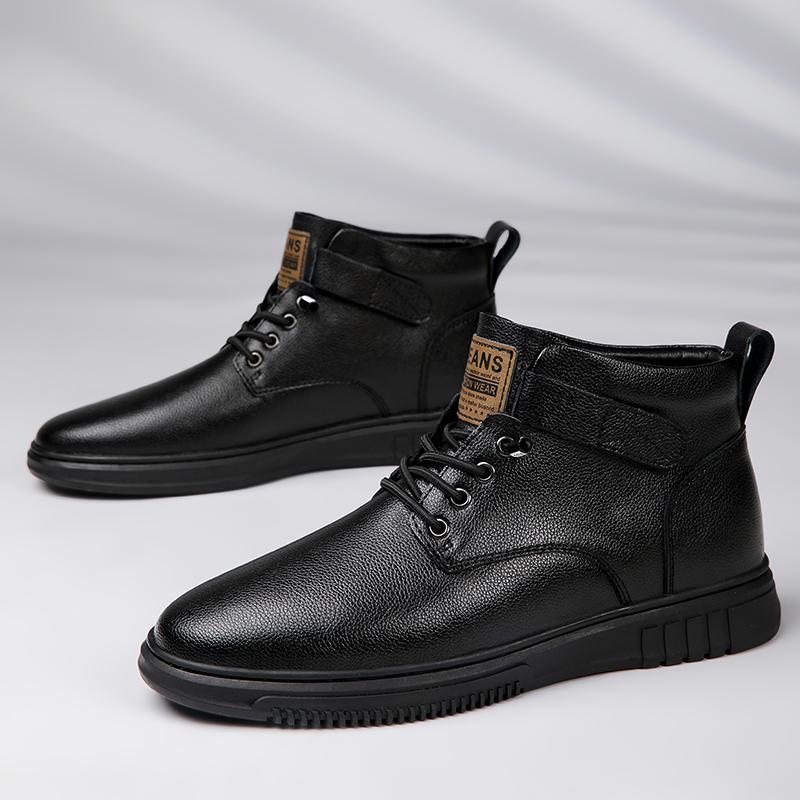 Warm Plush Fur Winter Boots New Arrival Men's High Top Shoes New Non-Slip Lace-Up Sneakers Leisure Walk Male Outdoor Basic Boots