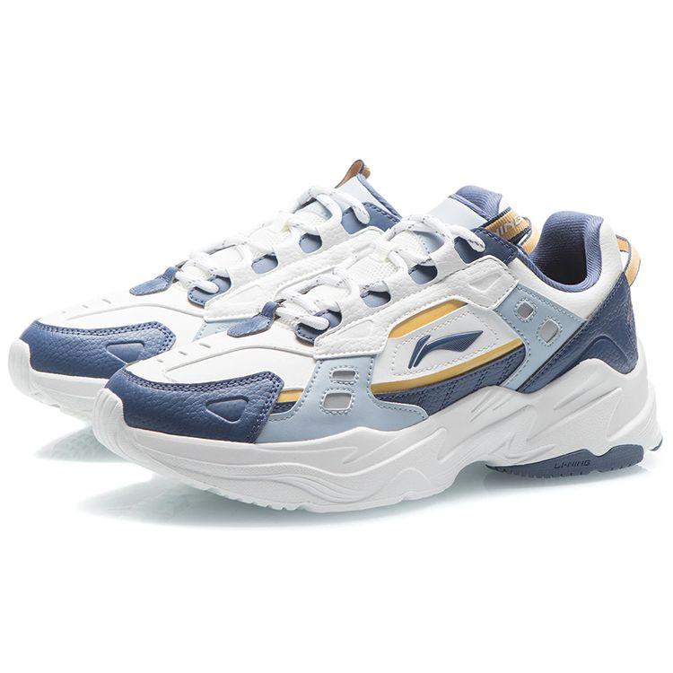 Li-Ning Non-Slip Wear-Resistant Lightweight Low-Top Sports Casual Shoes Men Sneakers White Blue AGCS417-3