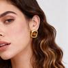 Titanium Steel Tiger's Eye Stone Stud Earrings Light Luxury High-end Autumn and Winter Earrings Do Not Fade 18k Gold Titanium Steel Jewelry 2026