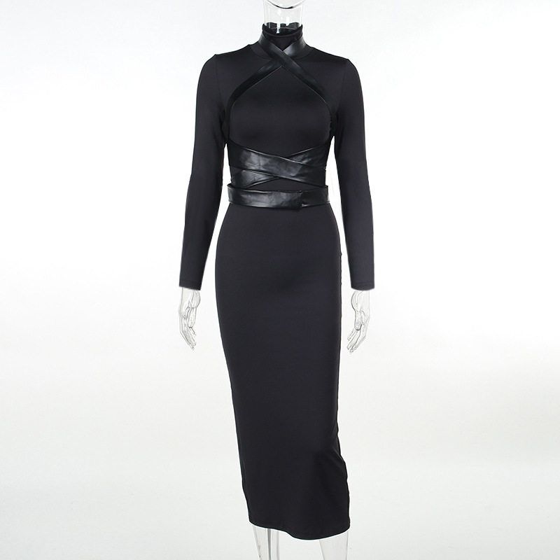 

Yl23472Sk Reba-Style Functional Cool Dress, 2023 Autumn New Street Fashion Long Dress Black S
