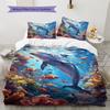 Ocean Dolphin Coral Tropical Fish Underwater Print Duvet Cover Set 3Pcs Marine Animal Bedding Bedroom Home Decor Without Pillow Core Comforter
