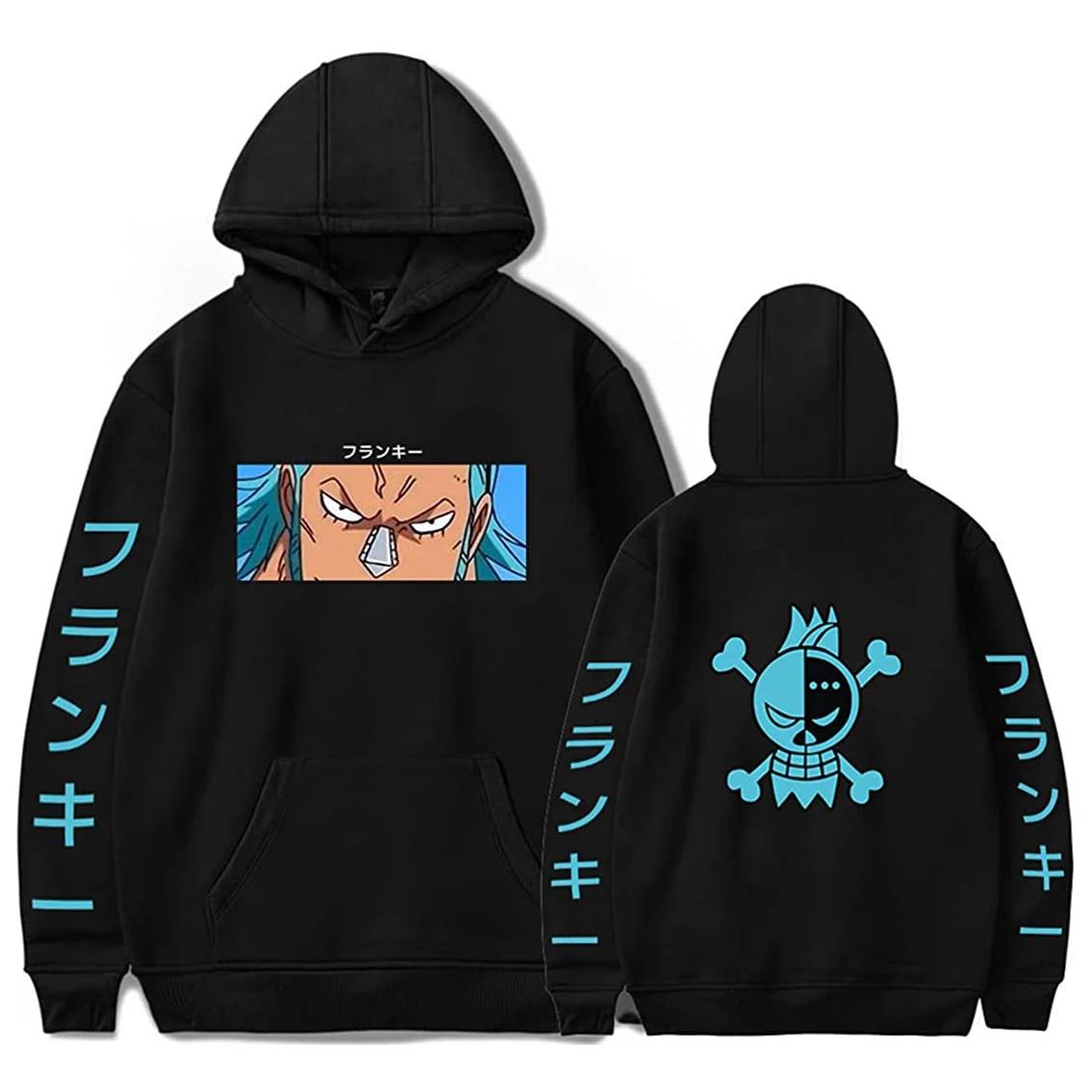 

Spring Autumn Men Fashion Hoodie MONKEY D LUFFY Clothing Casual Hooded Solid Color Streetwear Male Cartoon One Piece Pullover XL