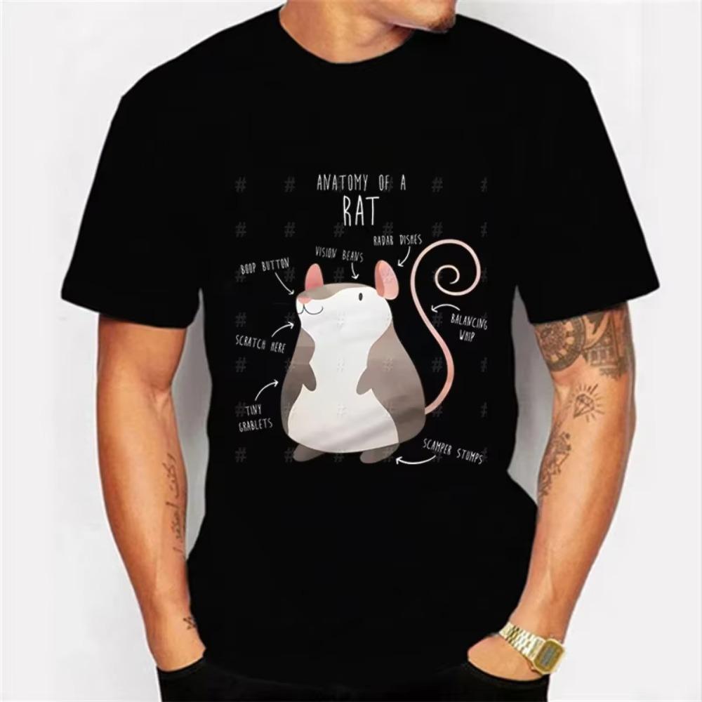 Top Men Women's T-shirt Cute Rat Printed Short Sleeve Male T-shirt Harajuku Fashion Couple Loose Street Style Y2K Tops Clothing