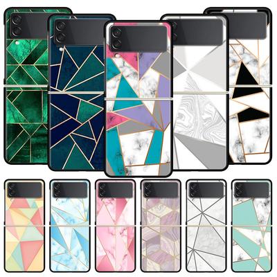 Luxury Gift Phone Case For Samsung Galaxy Z Flip 4 Fold Black Hard Shell For Samsung Z Flip 3 5G Cover Couqe Cute Marble Fashion