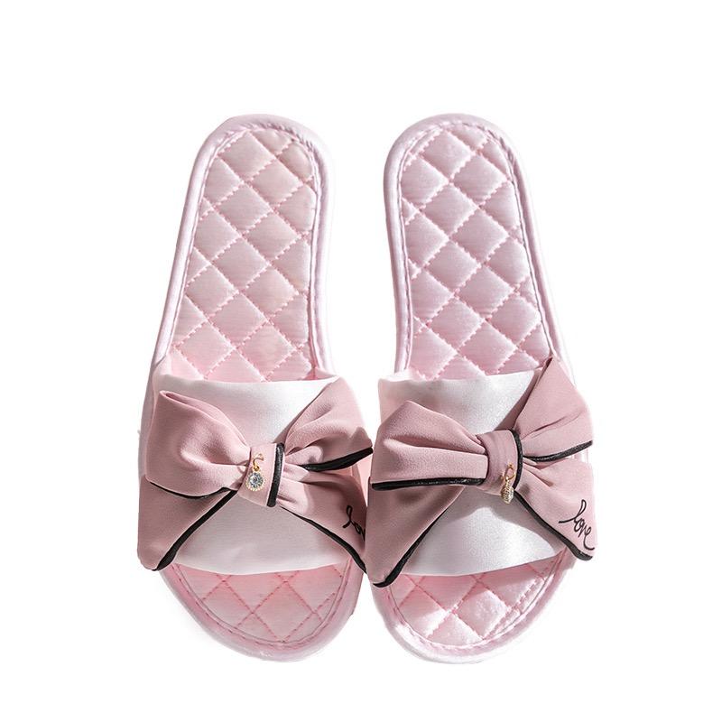 2024 Neue Mode Einfarbig Sommer Bequeme Damen Hausschuhe mit Schleifendekoration Zehenfrei Slip-On Damen Schuhe Zapatos