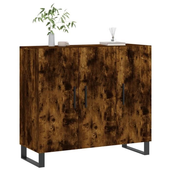VidaXL Buffet chêne fumé 90x34x80 cm bois d'ingénierie 828137