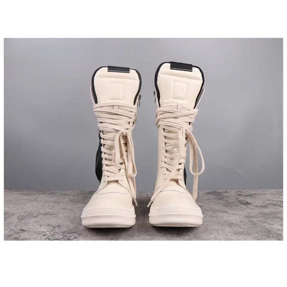 Bottes montantes Rick Vintage Bottes de moto pour hommes Qualité supérieure Cuir véritable Marque Fermeture éclair Bottes longues Femmes Bottines mollet à poche