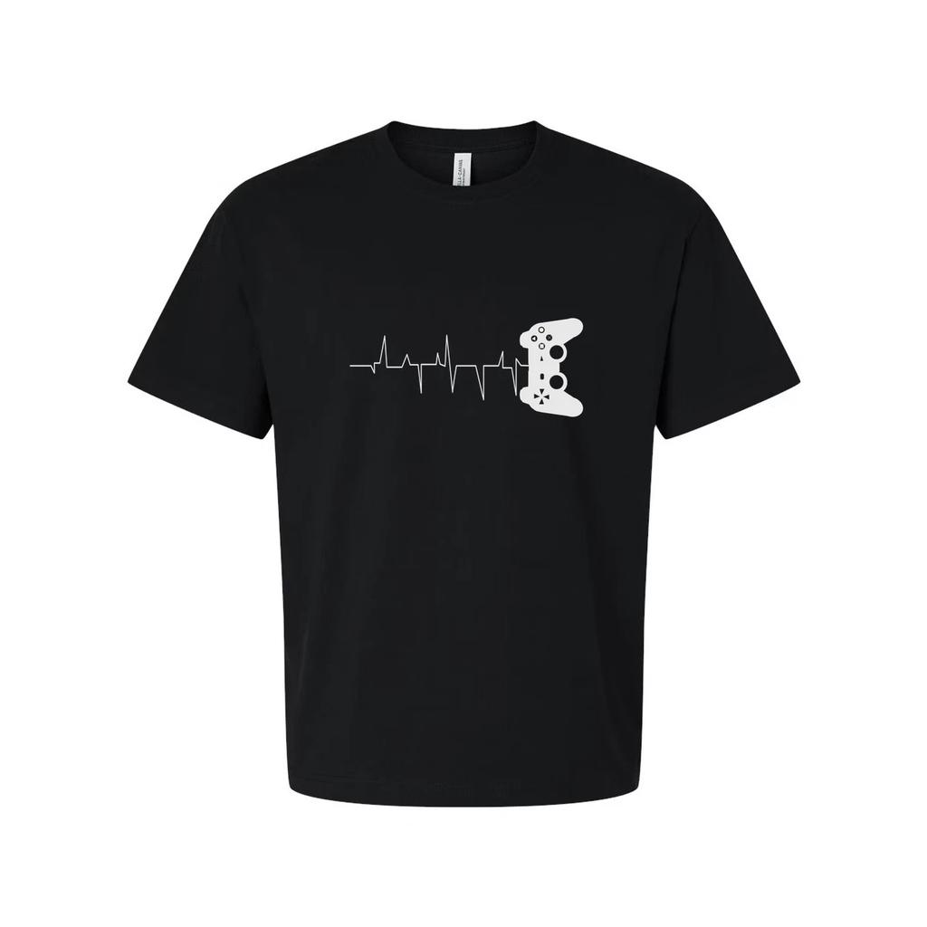 Unisex Gamer Heartbeat Line With Controller Graphic Tee For Casual Gamers And Es