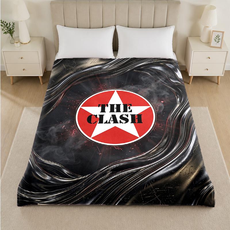 The Clash Print Flannel Blanket Cozy Lightweight Plush Throw Blanket For Bed Sofa Household Use